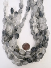 gray cloudy quartz, 17x13x6mm oval, 15" strand, SOLD PER STRAND