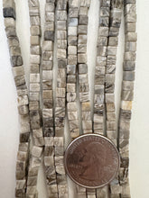 chinese silver leaf jasper, 4mm cube, 15" strand, SOLD PER STRAND