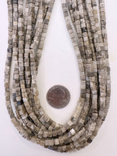 chinese silver leaf jasper, 4mm cube, 15" strand, SOLD PER STRAND