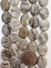 silver leaf jasper, 20x15x5mm oval, 15" strand, SOLD PER STRAND