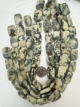 green feldspar graphic jasper, semi dull finish, 24x17x6mm rectangle, 15" strand,  SOLD PER STRAND