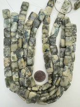 green feldspar graphic jasper, semi dull finish, 20x15x6mm rectangle, 15" strand,  SOLD PER STRAND