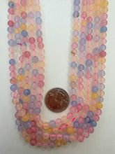color enhanced quartz: pastel pink blue yellow, 6mm round,  SOLD PER STRAND