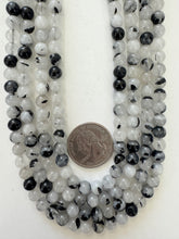 black rutilated quartz, 6mm round, 15" strand, sold per strand