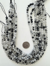 black rutilated quartz, 6mm round, 15" strand, sold per strand