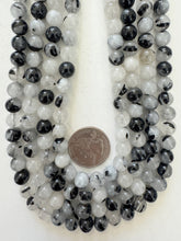black rutilated quartz, 8mm round, 15" strand, sold per strand (batch 1)
