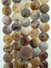 chinese lodalite, 18x18x7mm coin, 15" strand, SOLD PER STRAND