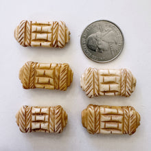 off white, hand carved straight diagonal lines motif, vintage stock chinese bone, 30x16x6mm rectangle, SOLD PER BEAD