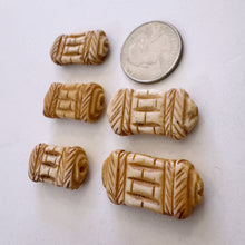 off white, hand carved straight diagonal lines motif, vintage stock chinese bone, 30x16x6mm rectangle, SOLD PER BEAD