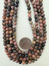 rhodonite,  6mm round, 15" strand, sold per strand