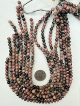 rhodonite,  6mm round, 15" strand, sold per strand