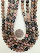 rhodonite,  8mm round, 15" strand, sold per strand