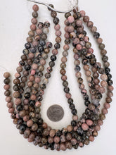 rhodonite,  8mm round, 15" strand, sold per strand
