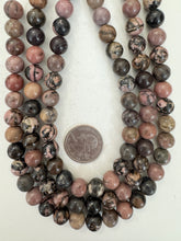rhodonite,  10mm round, 15" strand, sold per strand
