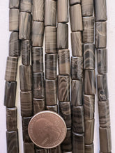 black antique jasper , 16x7x4mm rectangle, 15" strand, SOLD PER STRAND