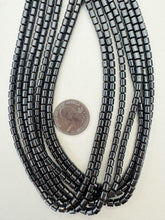 hematite, 4mm barrel, 15" strand,  SOLD PER STRAND