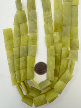 olive jade, 19x15x5mm faceted rectangle, 15" strand, SOLD PER STRAND