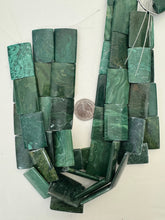 african green jade, some surface or edge wear, 36x24x5mm rectangle, 15" strand, SOLD PER STRAND