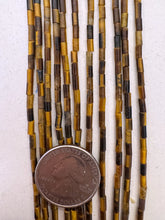 tiger eye, 4x2mm bugle tube, 15" strand, SOLD PER STRAND