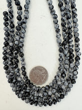 snowflake obsidian, 6mm round, 15" strand, sold per strand