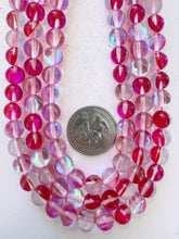 clear red magenta AB, mermaid glass (mystic aura quartz), 8mm round, 15" strand, sold per strand