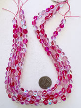clear red magenta AB, mermaid glass (mystic aura quartz), 8mm round, 15" strand, sold per strand