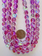 clear red purple AB, mermaid glass (mystic aura quartz), 10mm round, 15" strand, sold per strand