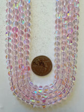 clear light pink AB, mermaid glass (mystic aura quartz), 6mm round, 15" strand, sold per strand