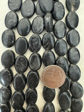 very dark pearly gray, vintage look resin, 17x13x7mm oval, 15" strand,  SOLD PER STRAND