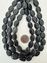 very dark pearly gray, vintage look resin, 17x13x7mm oval, 15" strand,  SOLD PER STRAND