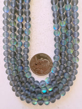 matte gray blue AB, mermaid glass (mystic aura quartz), 6mm round, 15" strand, sold per strand (batch 1)