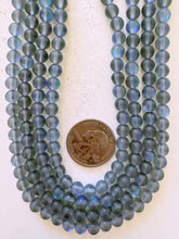 matte gray blue AB, mermaid glass (mystic aura quartz), 6mm round, 15" strand, sold per strand (batch 2)