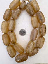 pearly pale golden crackle, vintage look resin, 40x22mm tube, 15" strand,  SOLD PER STRAND