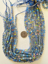 matte clear blue AB, mermaid glass (mystic aura quartz), 6mm round, 15" strand, sold per strand