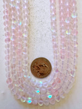 matte clear light pink AB, mermaid glass (mystic aura quartz), 6mm round, 15" strand, sold per strand