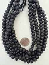 black, matte finish, vintage stock resin, 10x8mm rondelle, 15" strand,  SOLD PER STRAND