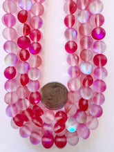 matte clear red magenta AB, mermaid glass (mystic aura quartz), 10mm round, 15" strand, sold per strand