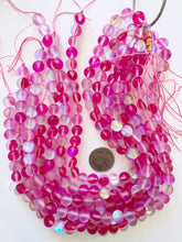 matte clear red magenta AB, mermaid glass (mystic aura quartz), 10mm round, 15" strand, sold per strand