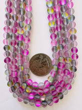 matte gray clear pink magenta AB, mermaid glass (mystic aura quartz), 6mm round, 15" strand, sold per strand