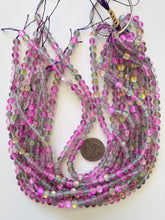 matte gray clear pink magenta AB, mermaid glass (mystic aura quartz), 6mm round, 15" strand, sold per strand