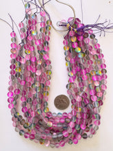 matte gray clear pink magenta AB, mermaid glass (mystic aura quartz), 8mm round, 15" strand, sold per strand
