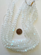 matte clear AB, mermaid glass (mystic aura quartz), 8mm round, 15" strand, sold per strand