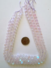 matte very light pink clear AB, mermaid glass (mystic aura quartz), 8mm round, 15" strand, sold per strand