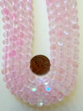 matte light pink clear AB, mermaid glass (mystic aura quartz), 8mm round, 15" strand, sold per strand