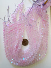 matte light pink clear AB, mermaid glass (mystic aura quartz), 8mm round, 15" strand, sold per strand