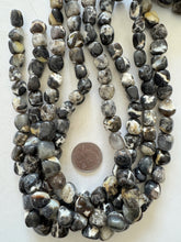 black white jasper, 12mm tumbled nugget mix, 15" strand,  SOLD PER STRAND