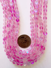 matte margenta clear AB, mermaid glass (mystic aura quartz), 6mm round, 15" strand, sold per strand