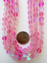 matte margenta clear AB, mermaid glass (mystic aura quartz), 8mm round, 15" strand, sold per strand