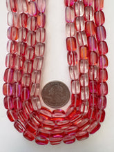 red clear AB, mermaid glass (mystic aura quartz), 11x7mm rectangle nugget, 15" strand, sold per strand