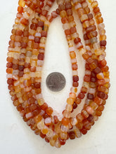 carnelian, 7mm cube, 15" strand,  SOLD PER STRAND